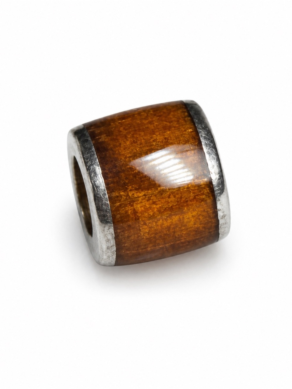 925 Silver Koa Wood Barrel Pendant Unisex
